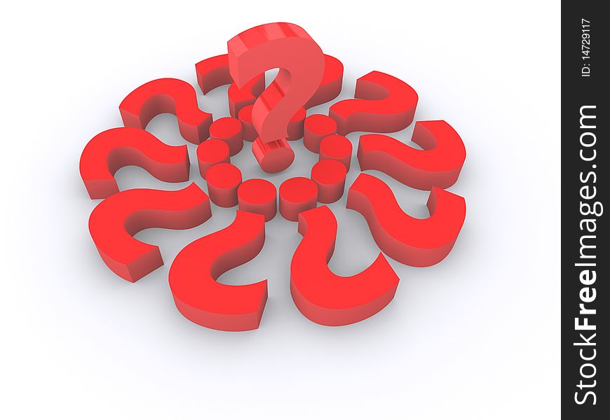 3D red isolated question marks