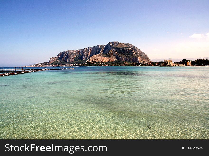 Sea Water Surface Mount & Beach Seascape. Sicily