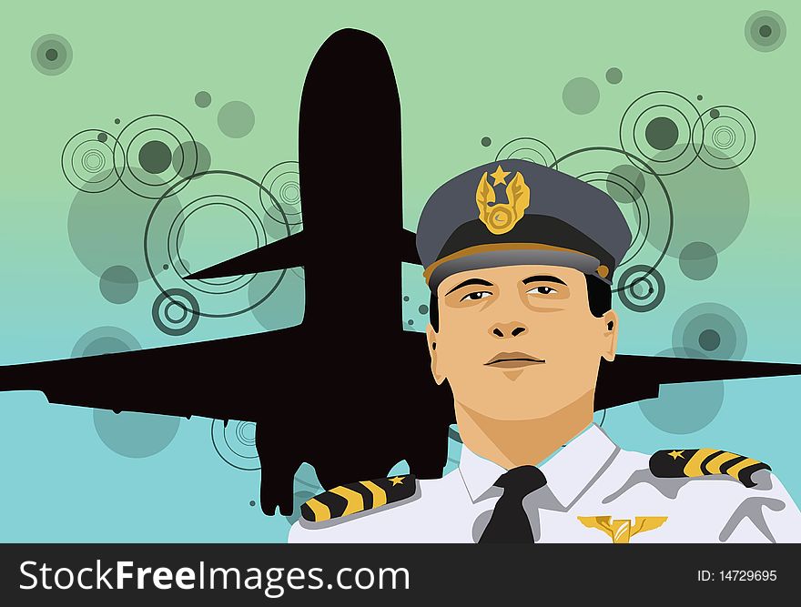 Image of a pilot who is flying his aircraft. Image of a pilot who is flying his aircraft