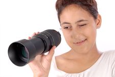 Girl Looking Through Lens Stock Images Girl Looking Through Lens Stock Images