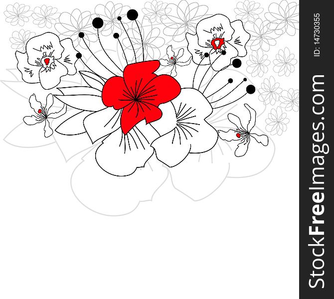 Greeting card with flowers. Universal template for greeting card, web page, background. Greeting card with flowers. Universal template for greeting card, web page, background