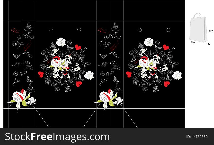 Template for bag design. Universal template for greeting card, web page, background