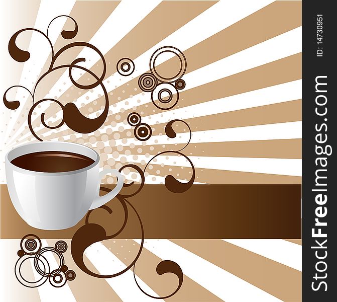 Vector illustration of coffee aroma in brown tones. Vector illustration of coffee aroma in brown tones