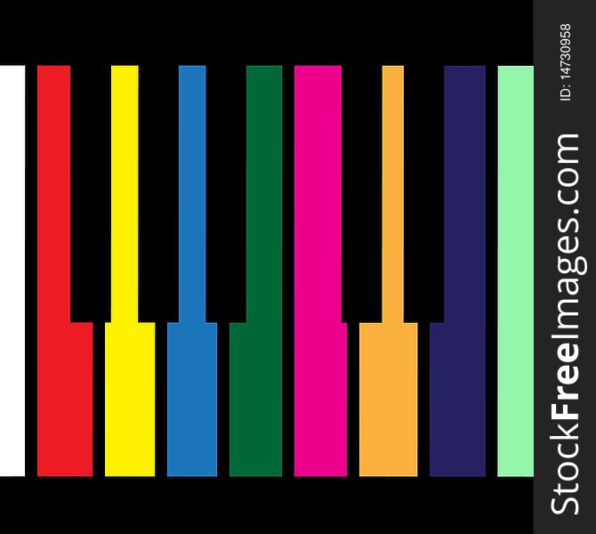 Multicolored piano keys as background