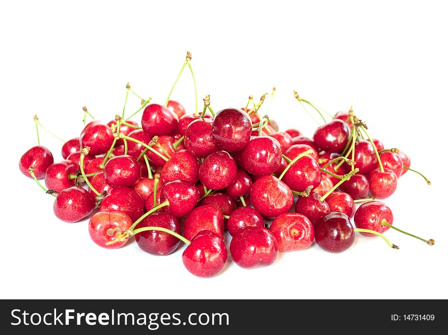 Sweet cherries on a white background