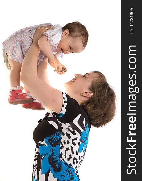 Young woman holding her baby girl. Young woman holding her baby girl