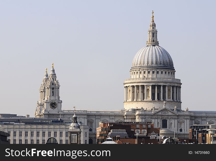 Dome of Saint Paul's Cathedral from London UK