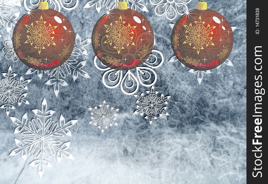 Christmas background with red bauble