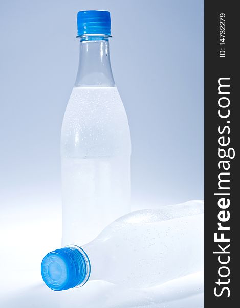 Isolated water bottles with copy space