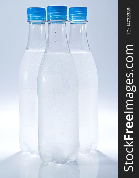 Isolated water bottles with copy space