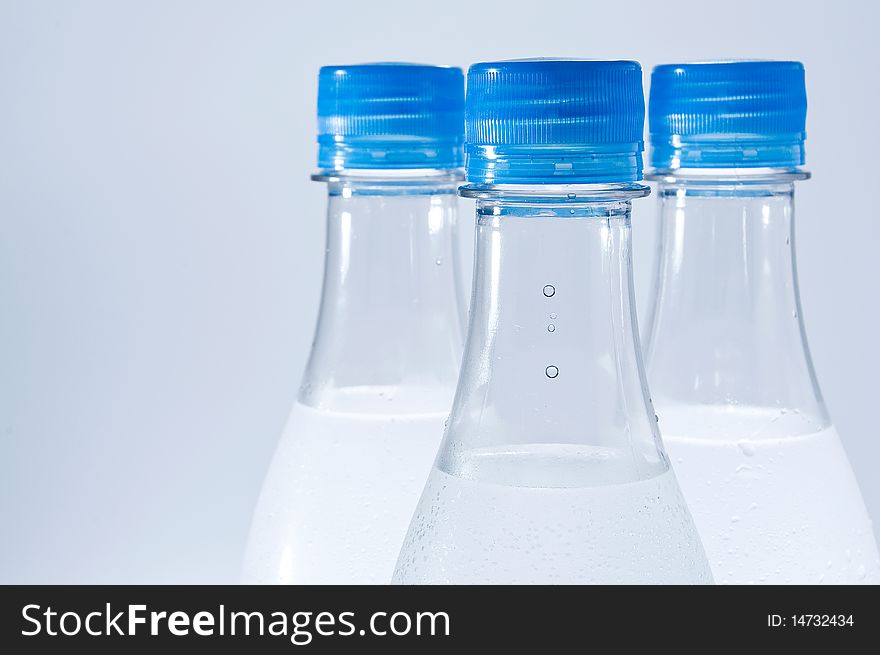 Isolated water bottles with copy space