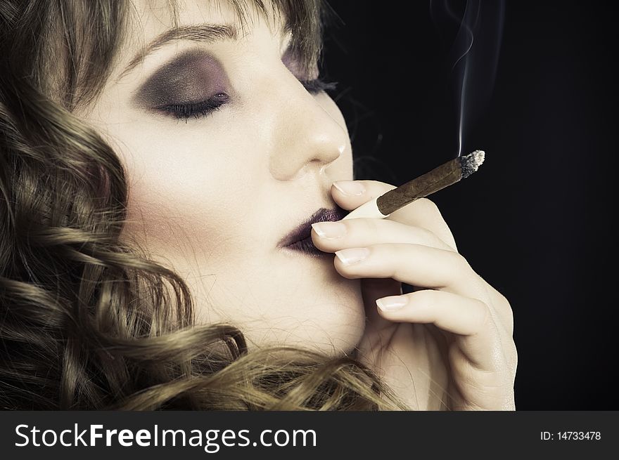 Girl smoking a cigarette