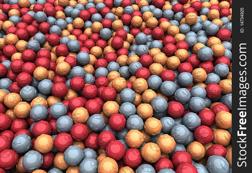 3D Rendered image of scattered radiation balls