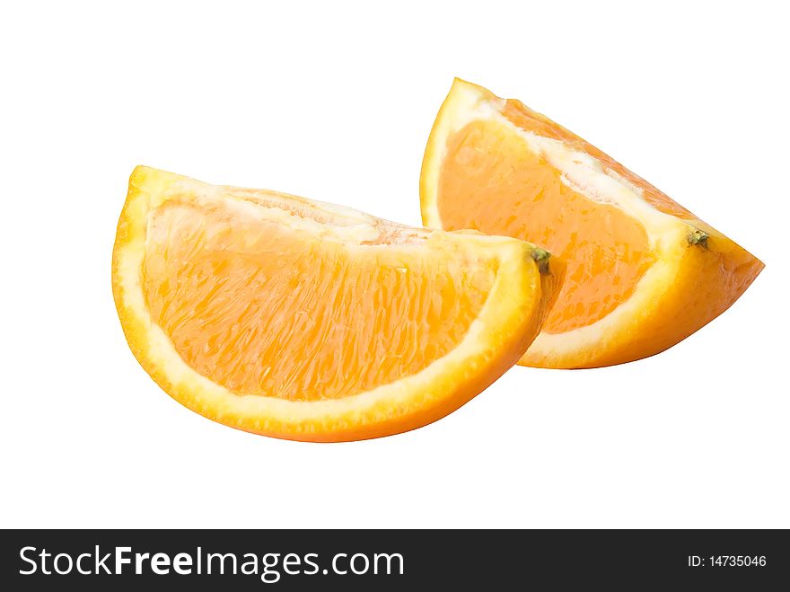 Juicy Orange slice on white