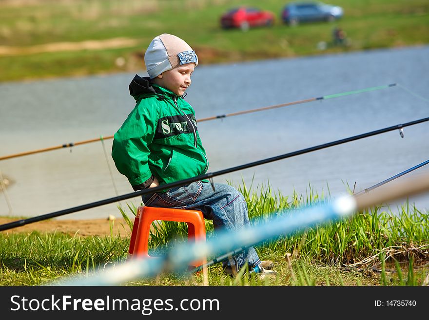 Boy fishing on the lake