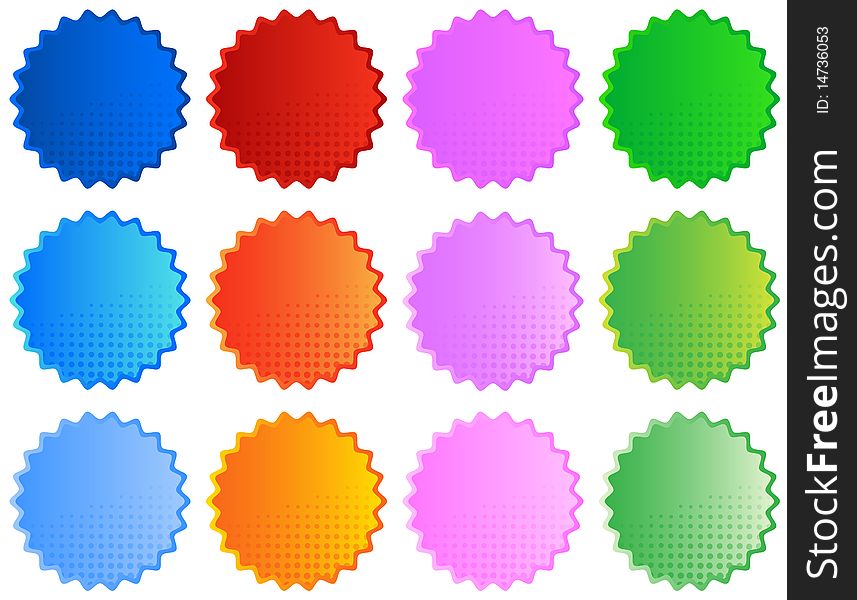 Illustration of halftone stickers, colorful