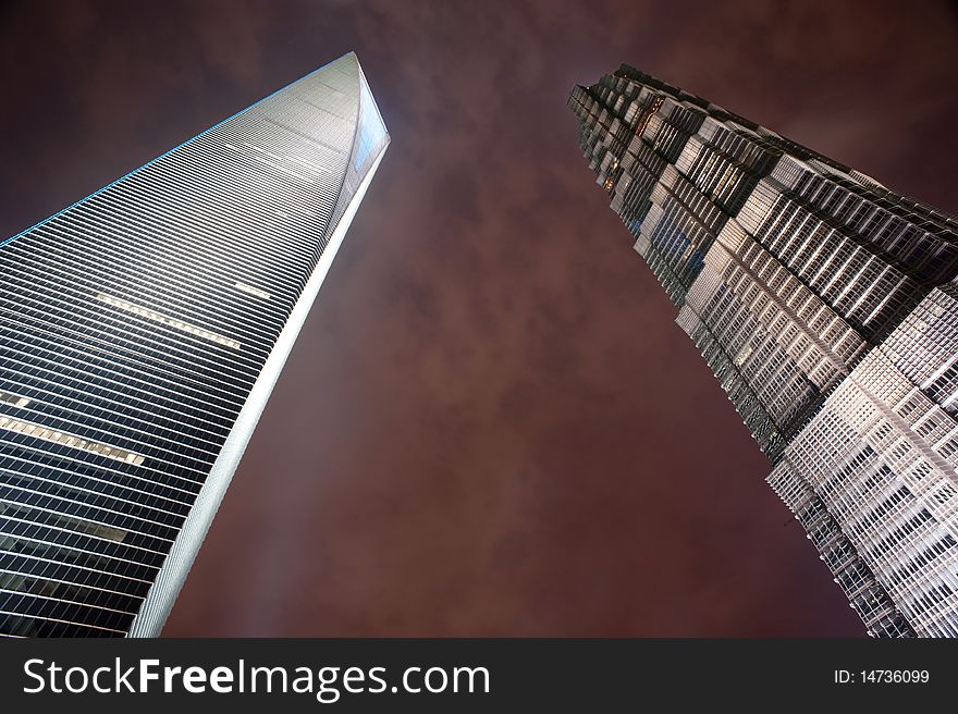 Night view of Shanghai World Financial Center and Jinmao Tower ,China. Night view of Shanghai World Financial Center and Jinmao Tower ,China.