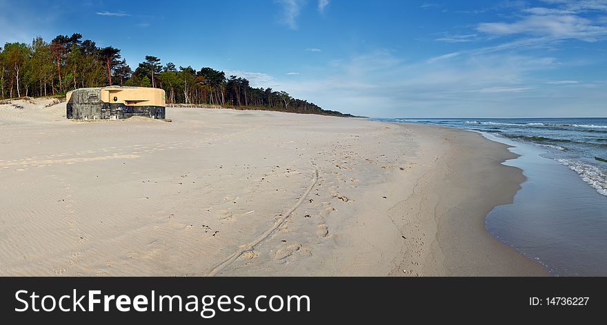 Bunker on beach - panoramic view