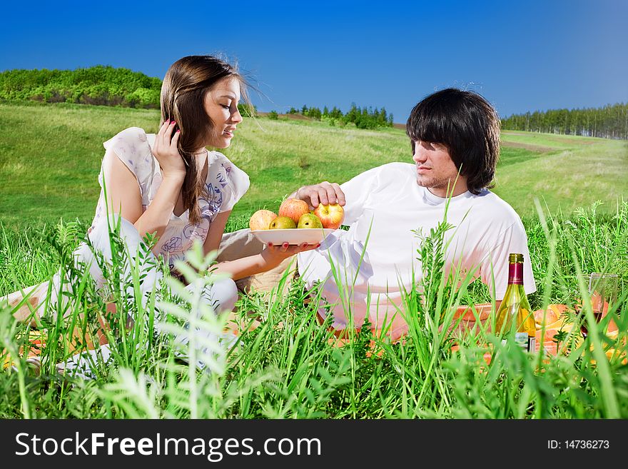 Beautiful Girl With Fruit And Boy