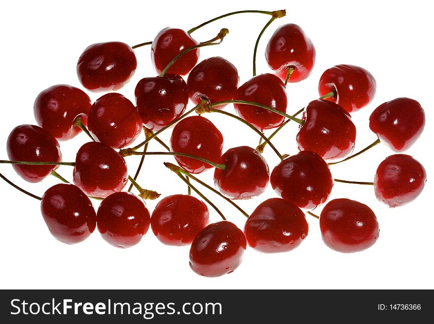 Sweet cherries on white background