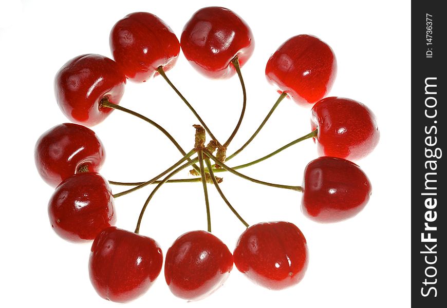 Sweet cherries on white background