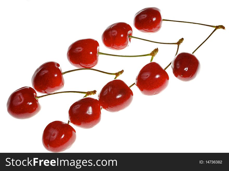 Sweet cherries on white background