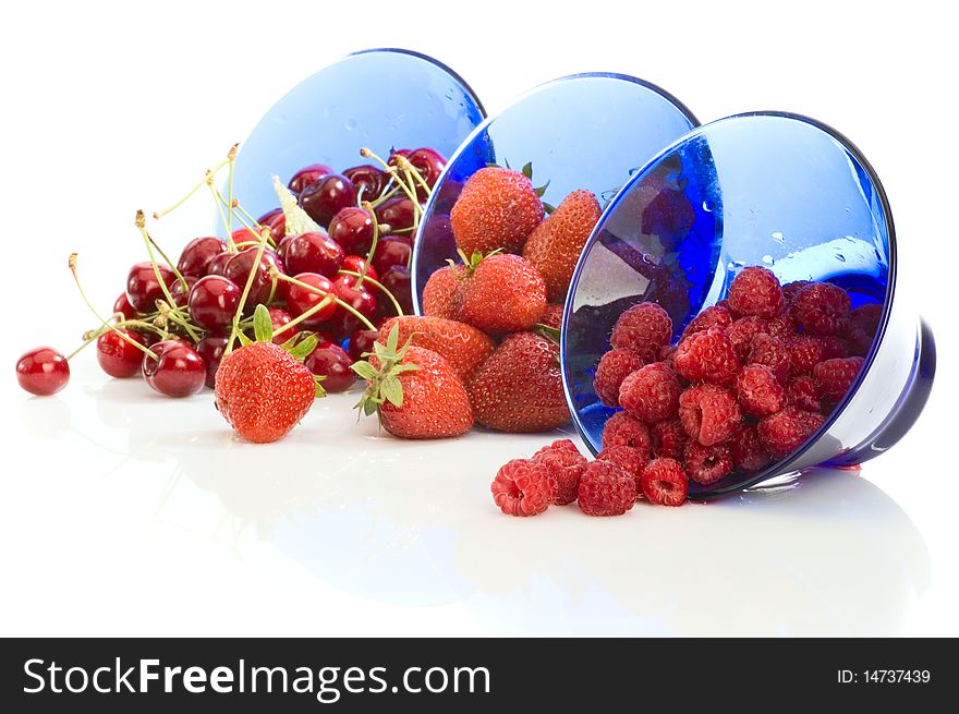 Summer fruits in three modern plates concept. Summer fruits in three modern plates concept