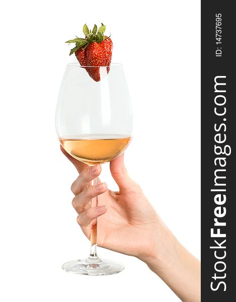 Alcohol cocktail with strawberry isolated. Alcohol cocktail with strawberry isolated