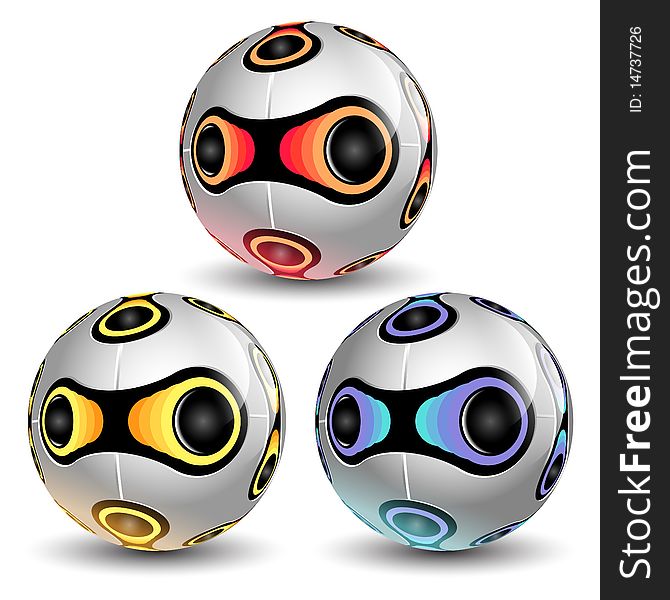 Colorful Soccer Balls Icon Set. New design