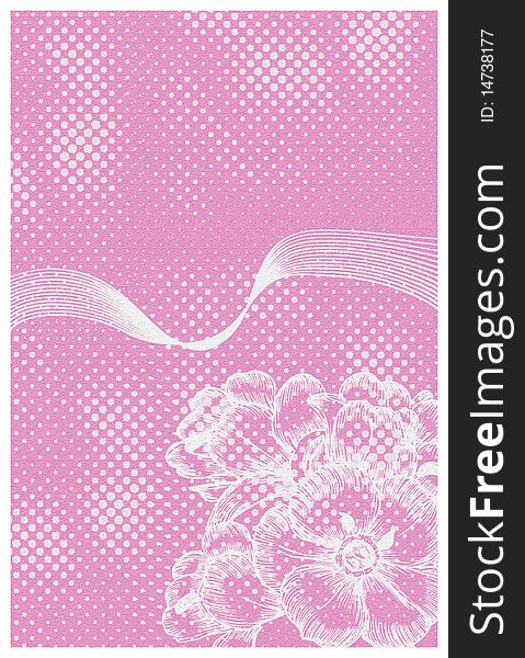 A beautiful invitation card in pink  and white with flowers and abstract  background