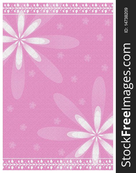 A beautiful invitation card in pink  and white with flowers and abstract  background