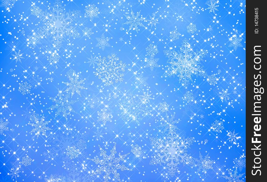 Snowflake pattern on blue for backgrounds. Snowflake pattern on blue for backgrounds