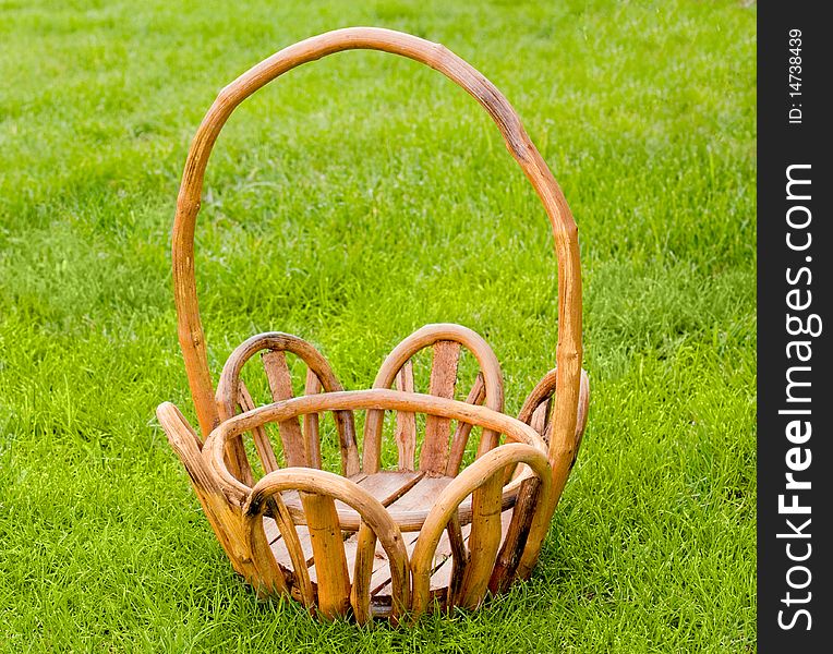 Wooden  basket on a grass