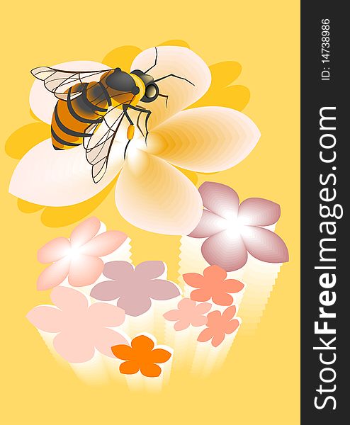 This is a decorative image of bee on a flower