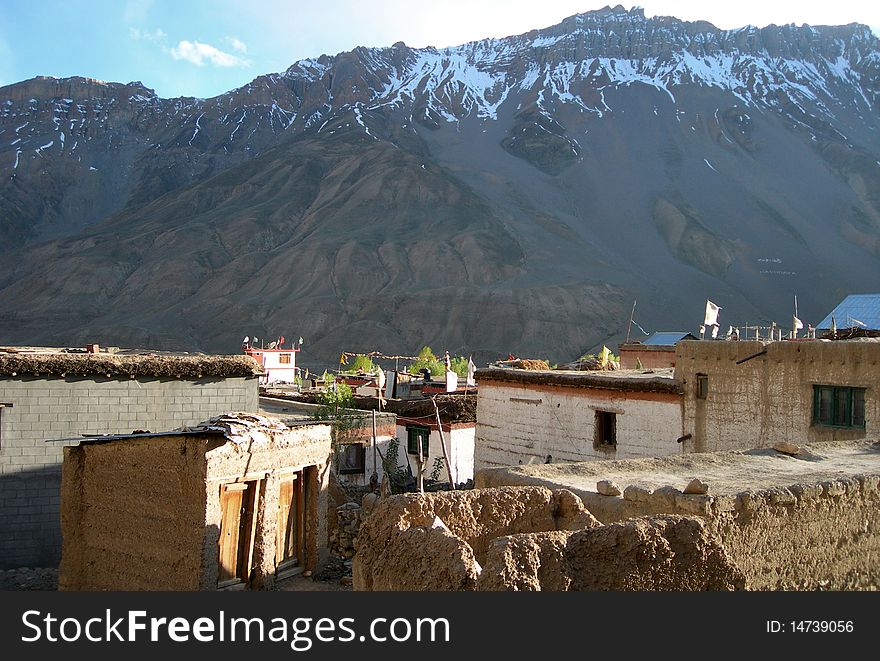 Dwellings in Spiti valley in the Himalayan mountains, Northern India. Dwellings in Spiti valley in the Himalayan mountains, Northern India