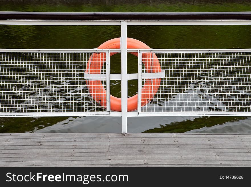 Life buoy on a parapet