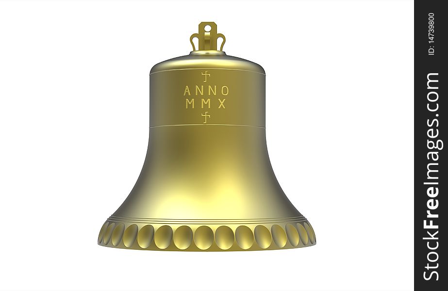 Church bell with inscription isolated on white 3d render