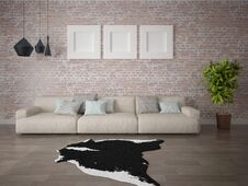 Mock Up Modern Living Room With Large Comfortable Sofa. Stock Photos