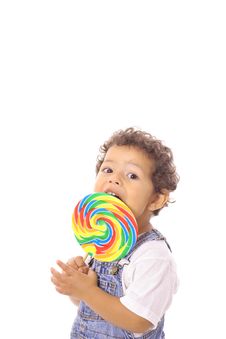 Child Eating A Big Lollipop Stock Images Child Eating A Big Lollipop Stock Images