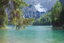 Landscape Of Braies Lake - Northern Italy Stock Photo Landscape Of Braies Lake - Northern Italy Stock Photo