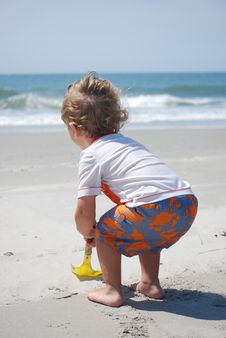 Toddler Boy Playing In The Sand Stock Photography Toddler Boy Playing In The Sand Stock Photography