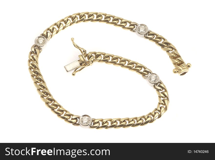 Golden chain on white isolated