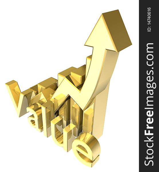 Statistics graphic in gold - 3d made