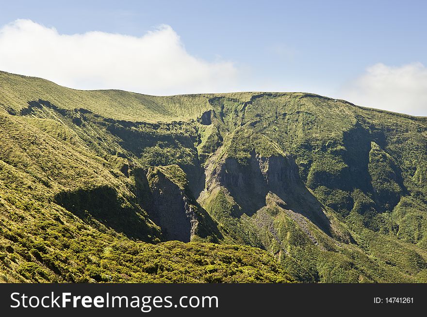 Steep Cliffs Of Volcano In Faial, Azores