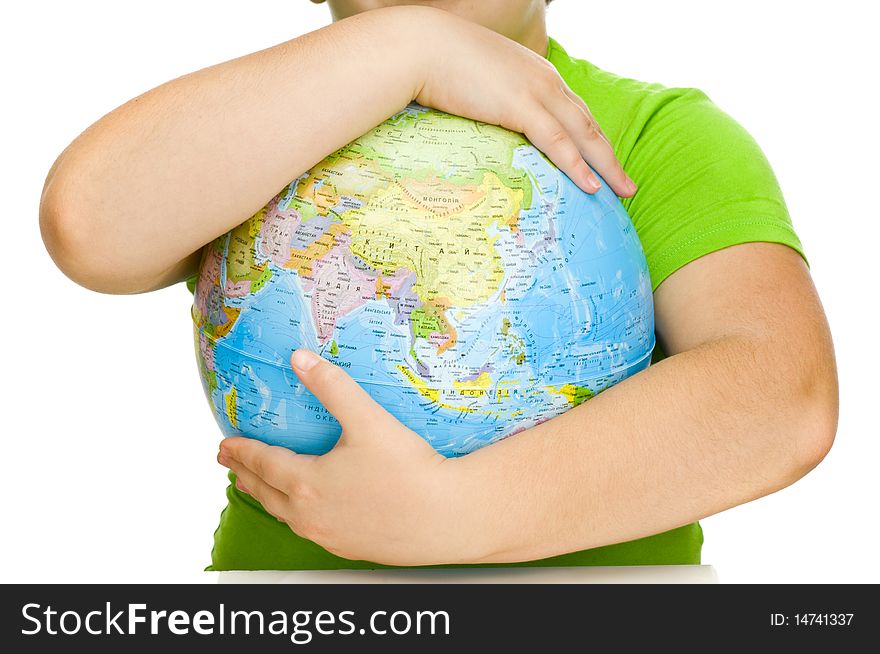 Globe in the child hands. Globe in the child hands