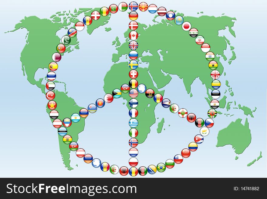 Sign from flags of the different countries the designating world