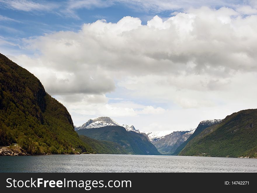 View of the Hardanger fjord in Norway. View of the Hardanger fjord in Norway