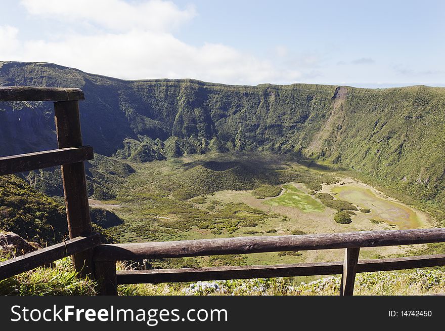 Inside Of Caldeira Volcano In Faial, Azores