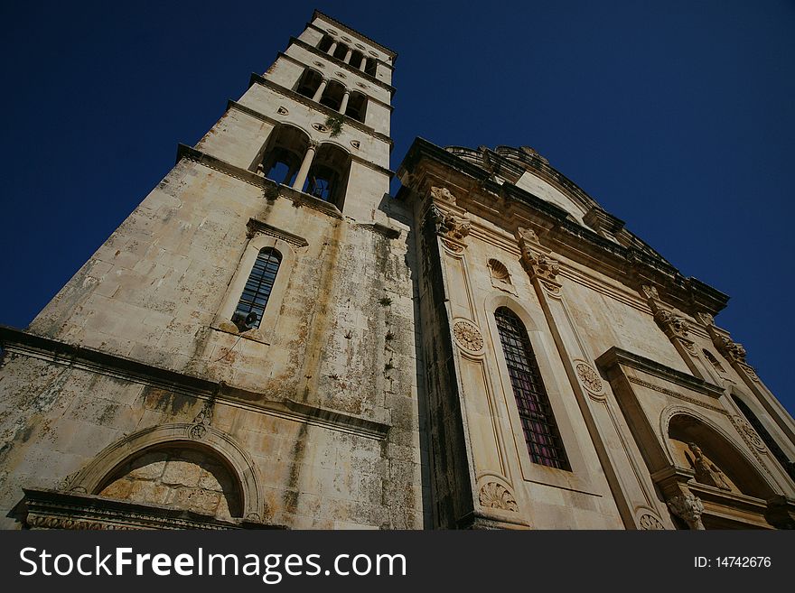 The Italian Renaissance style was used in this church building in Hvar, Croatia.