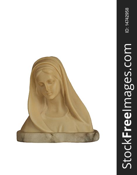 Madonna statue on white bckground